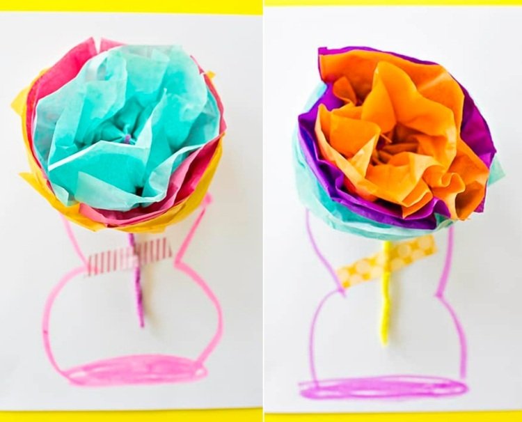 هدية للجدة العبث بالمناديل الورقية - أفكار إبداعية مع أزهار ورقية