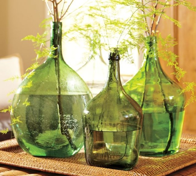 قوارير زجاجية خضراء-سرخس-صينية فايبر طبيعية