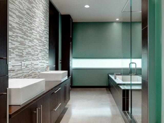 تصميم الحمام حوض الاستحمام قائما بذاته الستائر الدوارة الخضراء