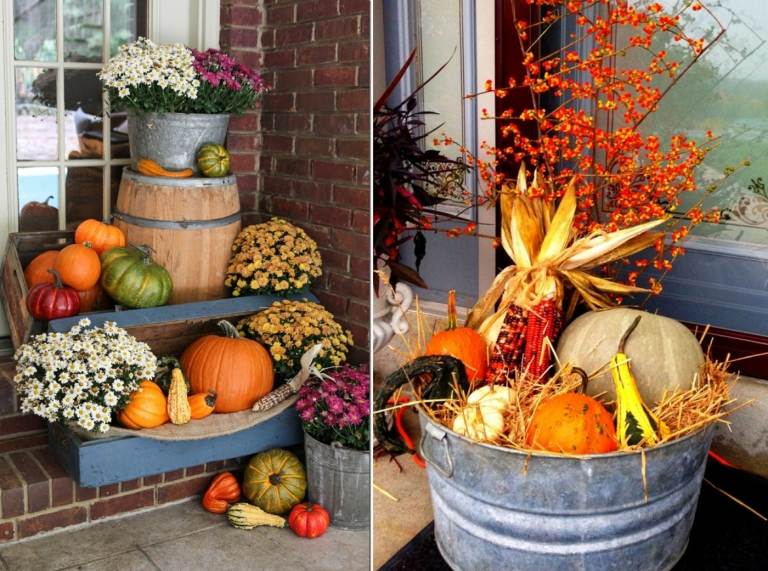 اصنع ديكورات حديقة الخريف الخاصة بك للشرفة الأرضية ومنطقة المدخل بألوان الخريف