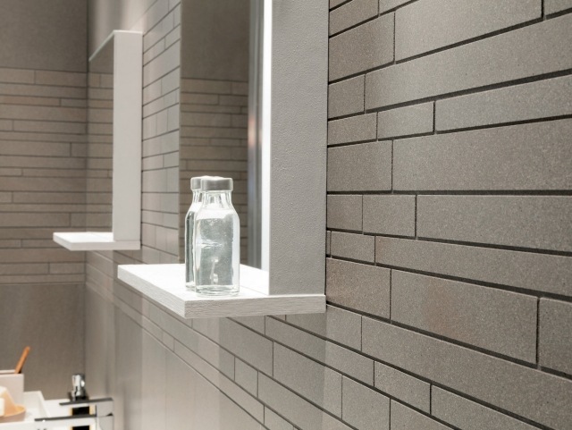 Esprit الحمام تصميم بلاط الحائط رمادي داكن اللون مرآة الحائط