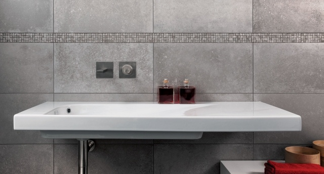 أفكار تراثية لتصميم الحمام مغسلة حائط حديثة من البلاط