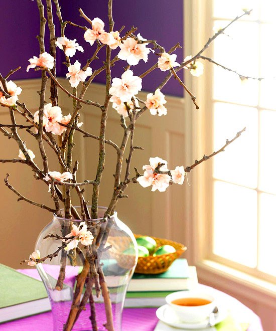 أزهار الكرز باقة من الأغصان أفكار لتزيين طاولة عيد الفصح للحرف اليدوية