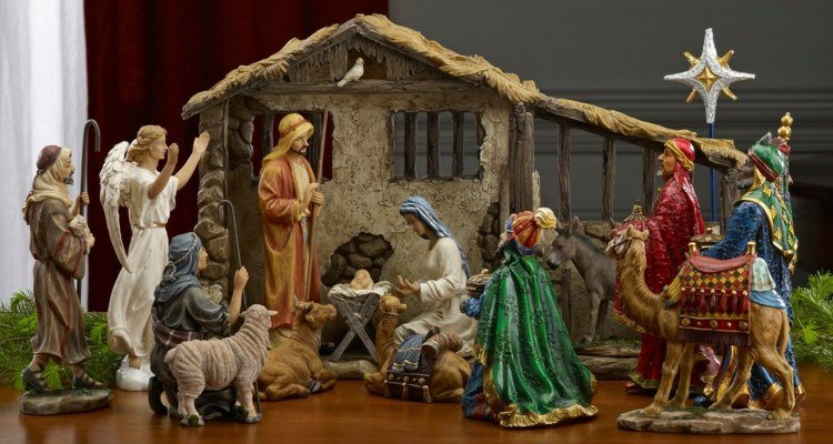 زخارف عيد الميلاد الدينية أرقام مشهد المهد ميلاد يسوع تقليد الديكور