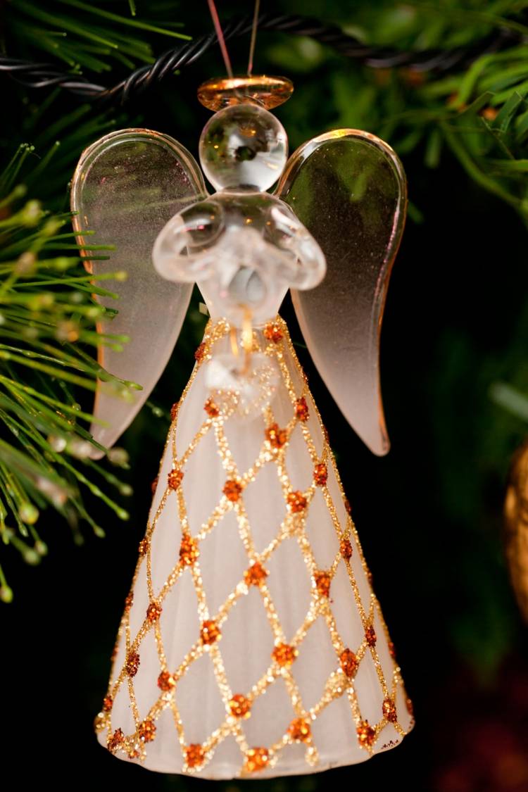 الزخارف الدينية عيد الميلاد الملاك الديكور شجرة عيد الميلاد مجوهرات الذهب الأبيض