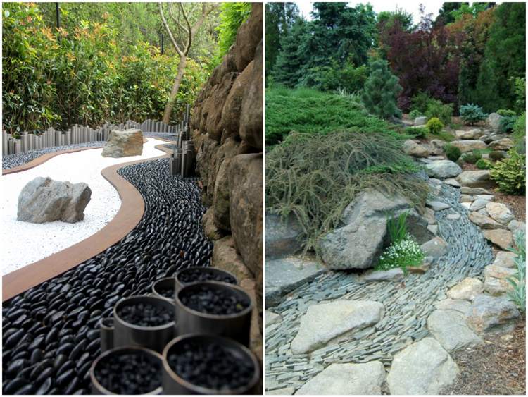 أفكار الحديقة بالحجارة الحصوية الجافة نهر فنغ شوي