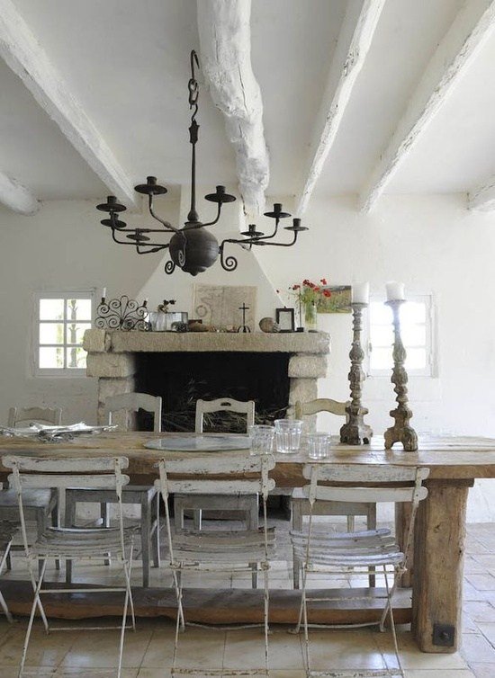 طاولة طعام خشبية ضخمة أثاث غرفة الطعام بتصميم ريفي