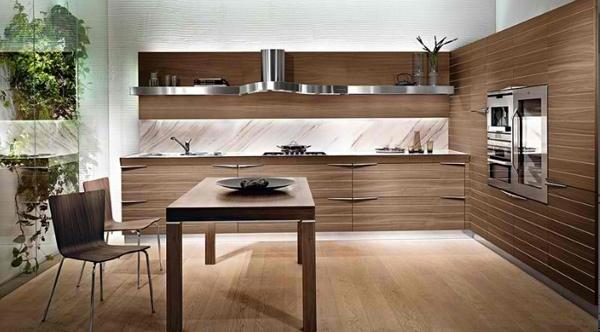 تصميم واجهات المطبخ الخشبية أفكار الإضاءة والأثاث