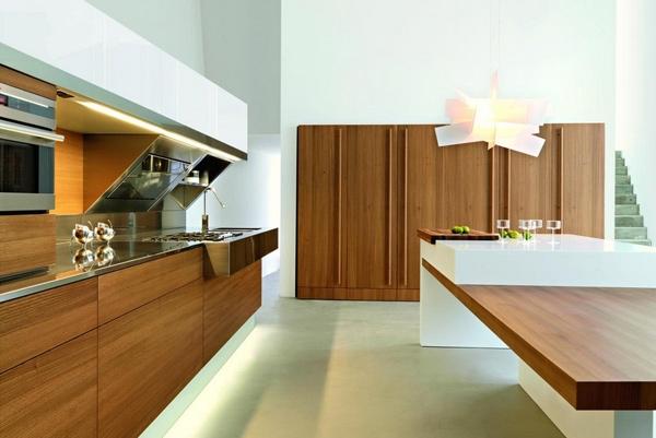 واجهات المطبخ أفكار تصميم قلادة خشبية حقيقية