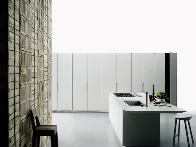 أثاث المطبخ أفكار تصميم الجزيرة البيضاء عمليا توفير المساحة