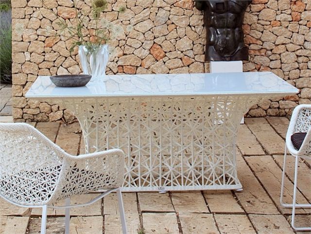 تصميم طاولة حديقة مصنوعة من الخيزران الأبيض مستطيل الشكل MAIA KETTAL