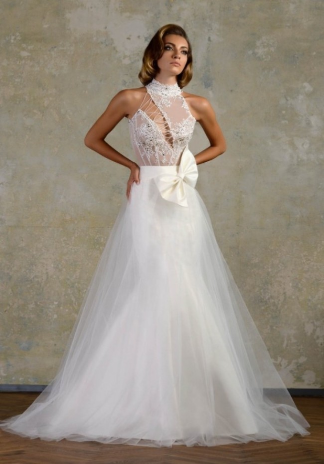 فستان زفاف - دانتيل - فيونكة - أعلى صيحة - مطرز - كريستال - مطرز - شيفون - سفلي