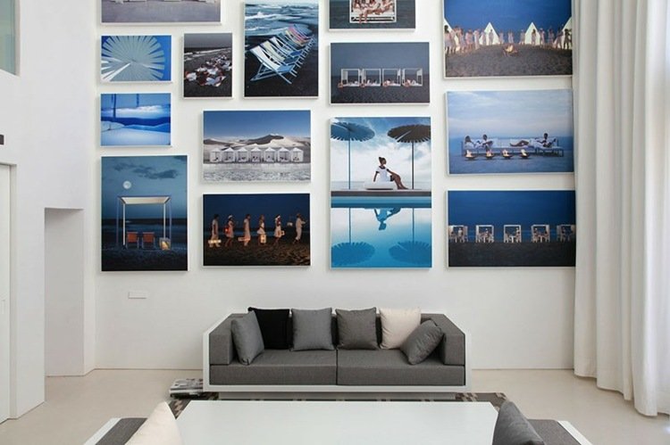 التصميم الداخلي للجدار تصميم تأثير الأريكة صور الستائر