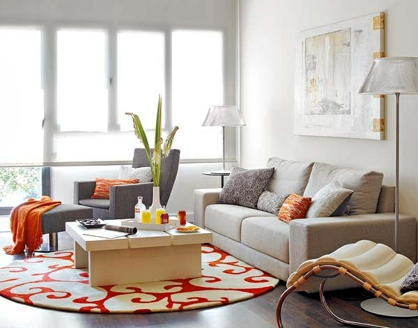 غرفة المعيشة أريكة حديثة باللون البيج البرتقالي