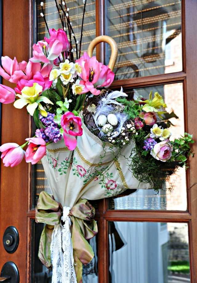 عيد الفصح الربيع الديكور مظلة عش بيض الزنبق