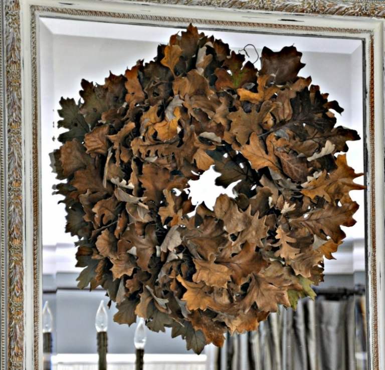 أفكار الحرفية لخريف يترك مرآة إكليل بني
