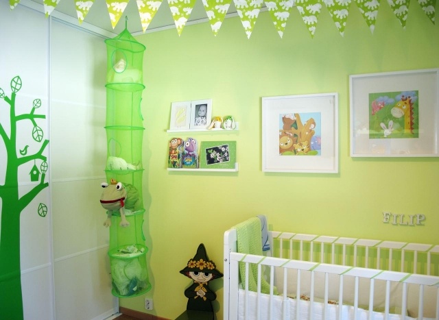 أفكار ألوان الحائط لغرفة الأطفال - أثاث - تفاح - أخضر - أبيض