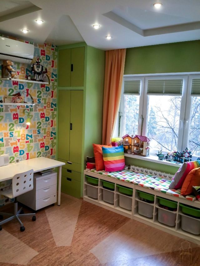 -ألوان-أفكار-غرف-أطفال-ورق حائط-أخضر-حروف
