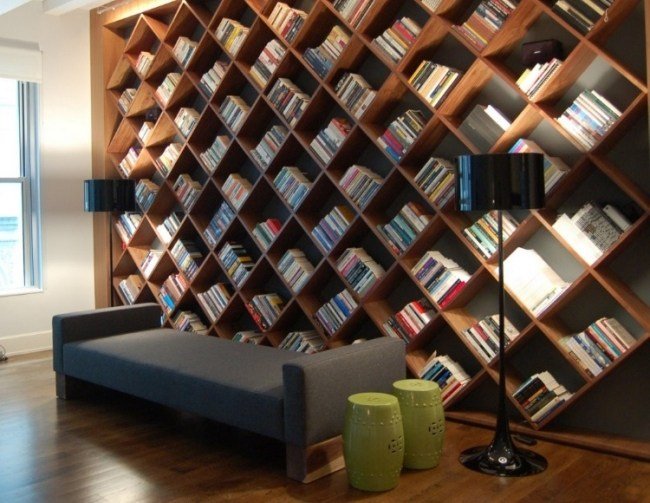أفكار نمط مربع للمكتبة المنزلية الحديثة