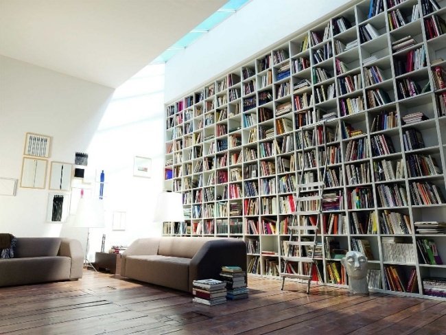أفكار حائط خزانة ضخمة لمكتبة منزلية حديثة