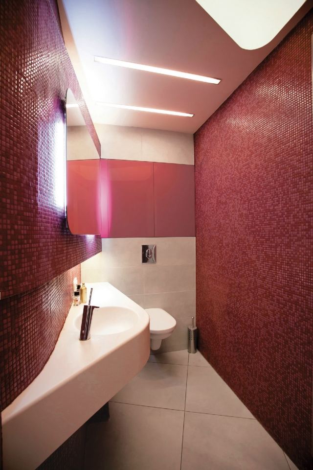 حمام صغير - فسيفساء - وردي - صنع حسب الطلب - الغرور - كوريان
