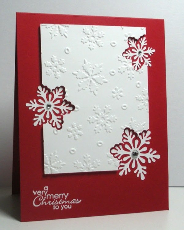أحمر-أبيض-بطاقة عيد الميلاد-اصنعها بنفسك