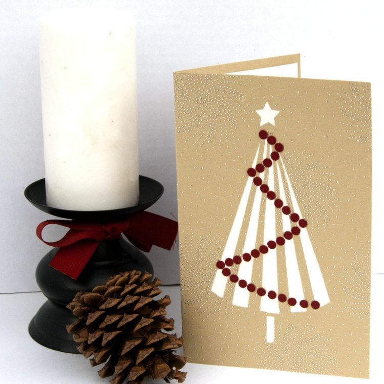 بطاقات عيد الميلاد العبث ورقة المواد شجرة التنوب المشارب النقاط إكليل
