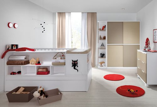تصميمات سرير أطفال ليمبا باللون الأحمر للديكور الداخلي الأنيق