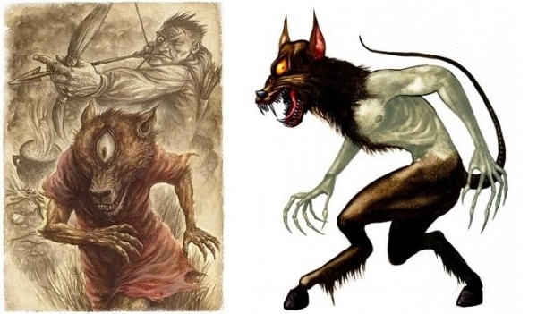 كائنات شيطانية - psoglav - بالذئب مثل حجم الإنسان