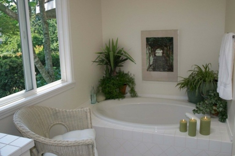 ديكور نبات داخلي حمام الشموع كرسي الروطان الرومانسية الخضراء