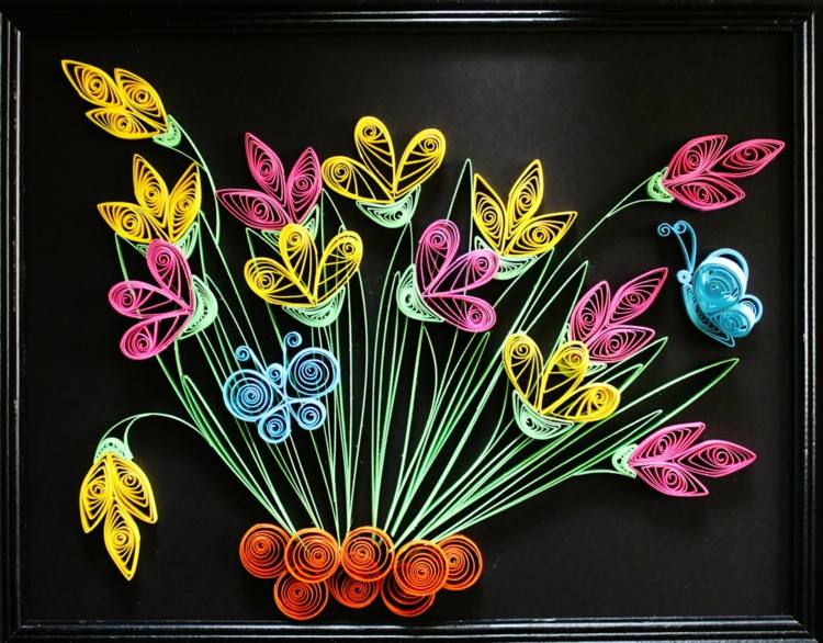 الأفكار الحرفية مع الزهور الورقية إطار الفراشات الربيع شتراوس