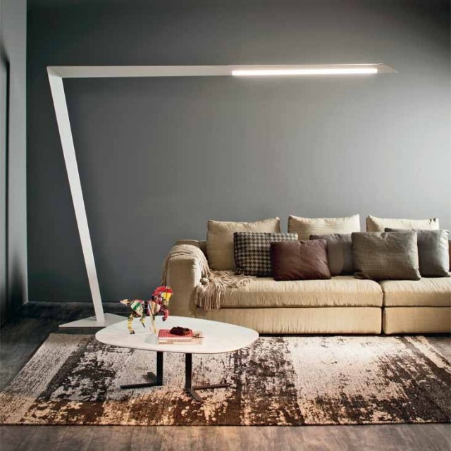 أفكار الإضاءة الداخلية - غرفة المعيشة تصميم مصباح أرضي سجادة أرضية