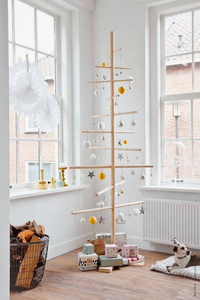 أفكار تزيين عيد الميلاد والخشب الاسكندنافي وشجرة الكريسماس ونافذة وديكورات ورقية نجوم