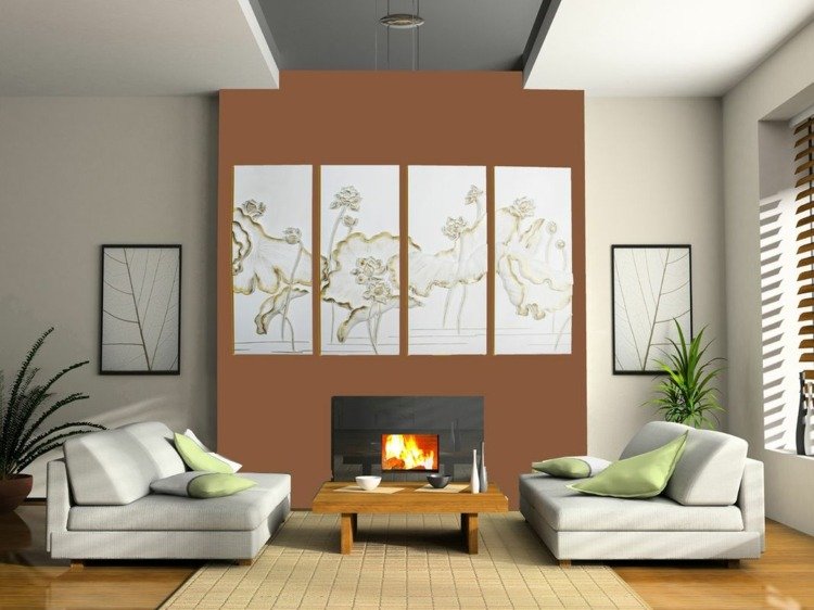 لوحات جدارية ثلاثية الأبعاد بأرضية خشبية بنية اللون
