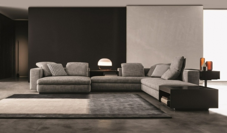 مجموعة أريكة غرفة المعيشة الحديثة تصميم رمادي سيمور مينوتي