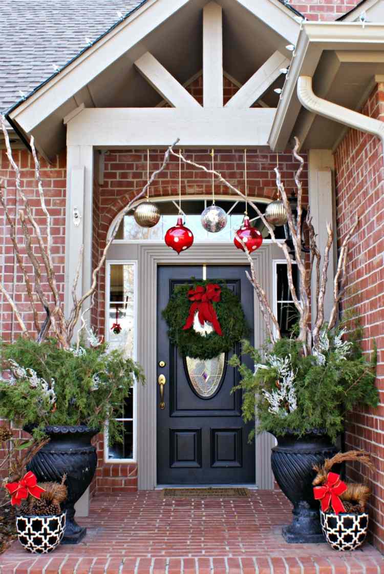أفكار عيد الميلاد الديكور مدخل الباب زارع المجوهرات دائمة الخضرة