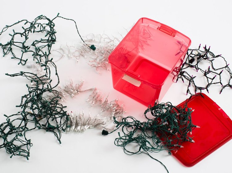 أفكار تخزين عملية زينة عيد الميلاد صندوق تخزين أضواء الجنية