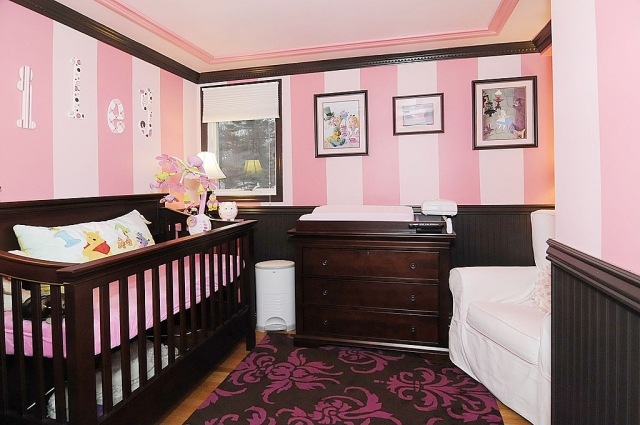 غرفة الطفل فتاة الوردي المشارب الجدار الديكور الأثاث الخشب الصلب