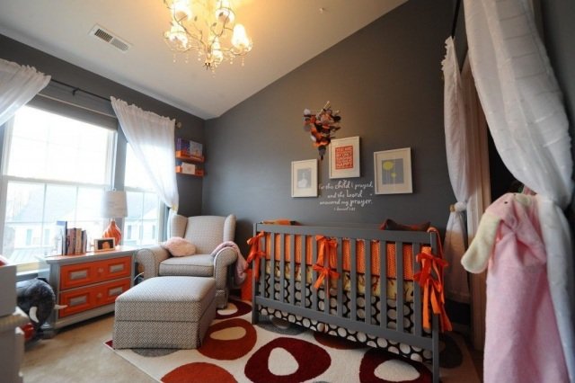 غرفة الطفل ديكو رمادي برتقالي الجدار ديكو يقول إطار الصورة