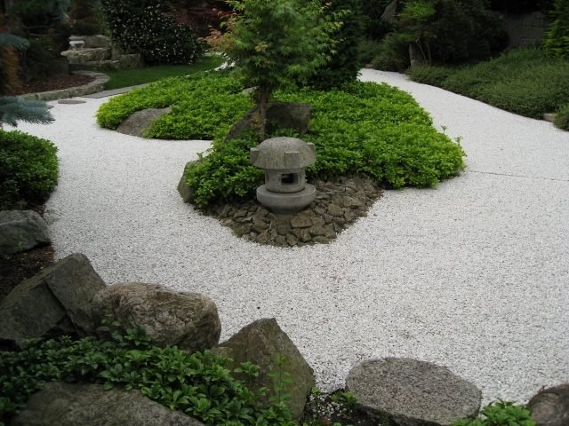 ممشى الحديقة اليابانية حصاة النباتات