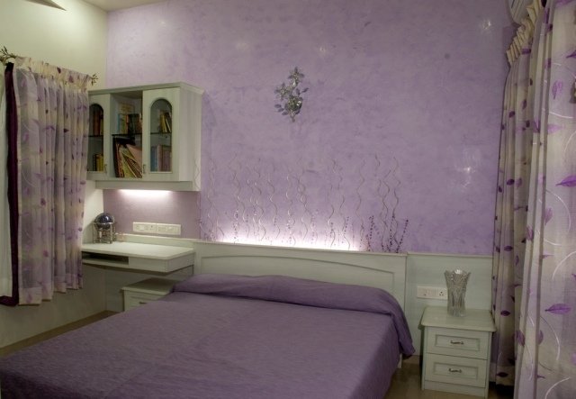 تقنيات الرسم-اللون-التأثيرات-غرفة النوم-الأرجواني-السرير-الرئيسي-غير المباشر-الإضاءة