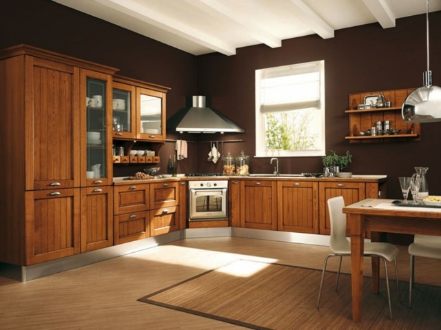 شفاط شوكولا بني مثبت على الحائط بزاوية مطبخ لخزانة المطبخ المعدنية