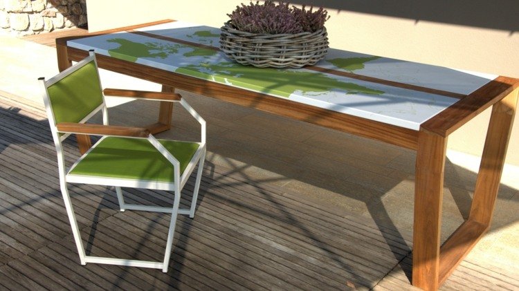 تصميم طاولة حديقة lgtech-outdoor-wood-table-top-motifs-lime-green