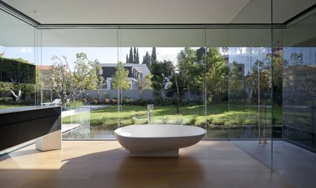 مجموعة أثاث الحمام المصمم البانيو الحديث الزجاج الجدار الزجاجي البيضاوي