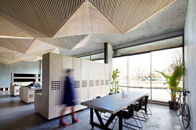 تصميم داخلي لألواح السقف الخشبية للمكاتب