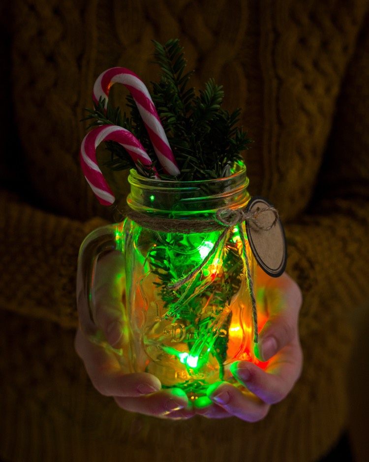 أفكار هدايا-عيد الميلاد-زجاج-جنية-أضواء-أغصان-حلوى قصب