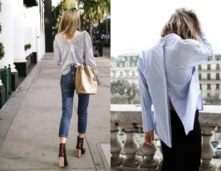 الموضة الحالية - الاتجاه - السيدات - قميص - الأزرق - المتضخم - ستريت ستايل