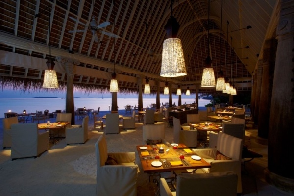 مطعم التصميم الداخلي منتجع جزر المالديف الاستوائية