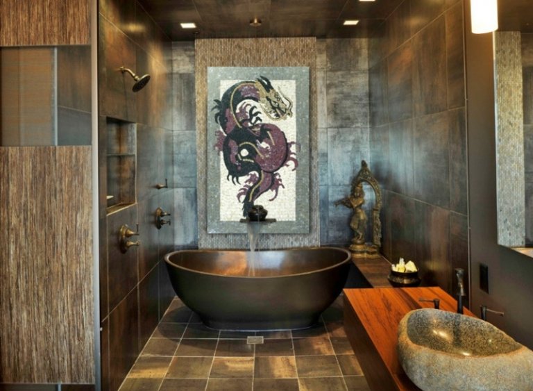 تصميم جدار التنين الآسيوي الحمام