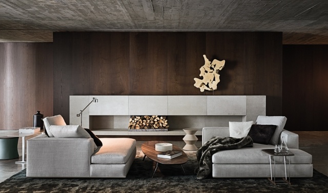 طلاء الجدار البني أفكار التصميم الحديثة للغاية السجاد مجموعة أريكة صالة